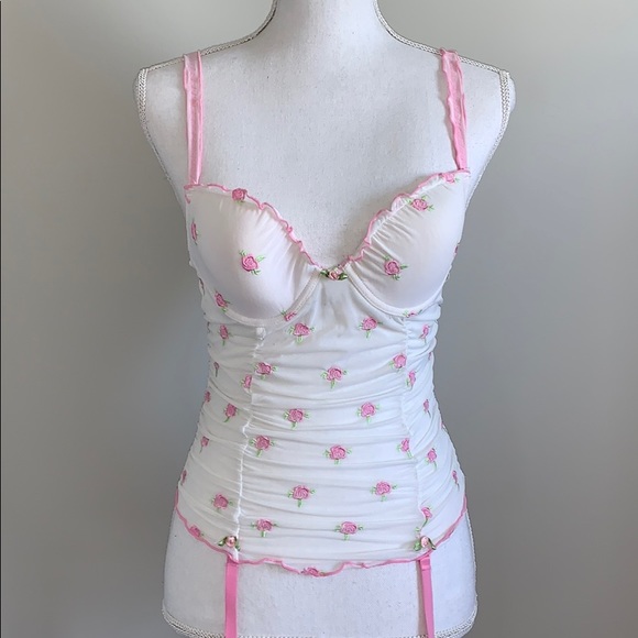 donna loren gold label Other - Floral Embroidered Y2K Cami Bustier Top
